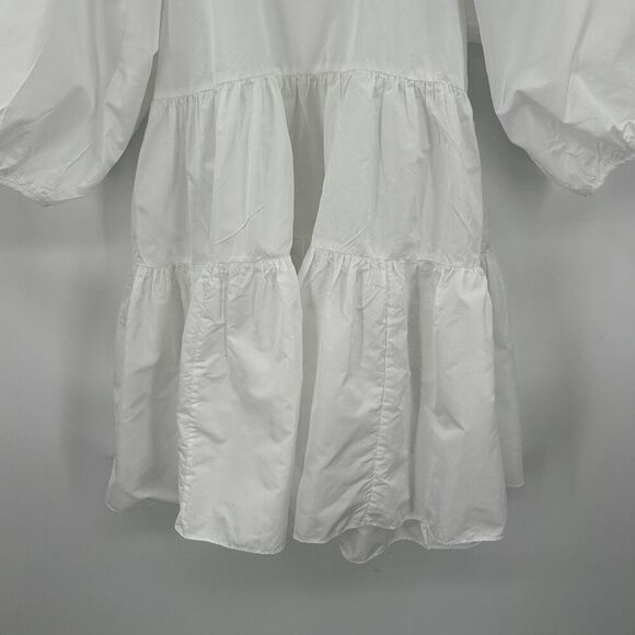 ARITZIA Wilfred White Fantasy Taffeta Crepe Tiered Baby Doll Mini Dress Small - Picture 8 of 11